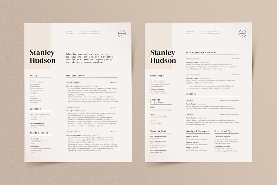 Modern Resume CV Template Design